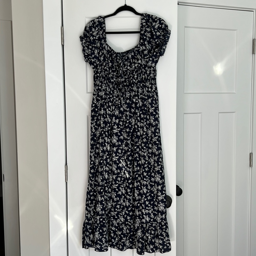 BLUE FLORAL MIDI DRESS
